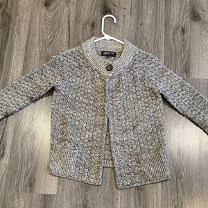 💚Jones New York Gray Knit Cardigan with Button Accent Office Elegant Versatile